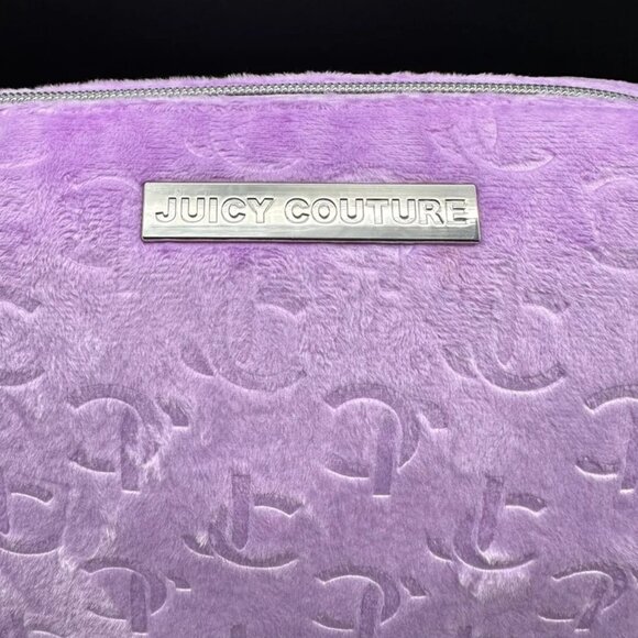 Juicy Couture NWT Lavender Plush Cosmetics Bag• silver hardware & Travel bottle - Picture 5 of 5